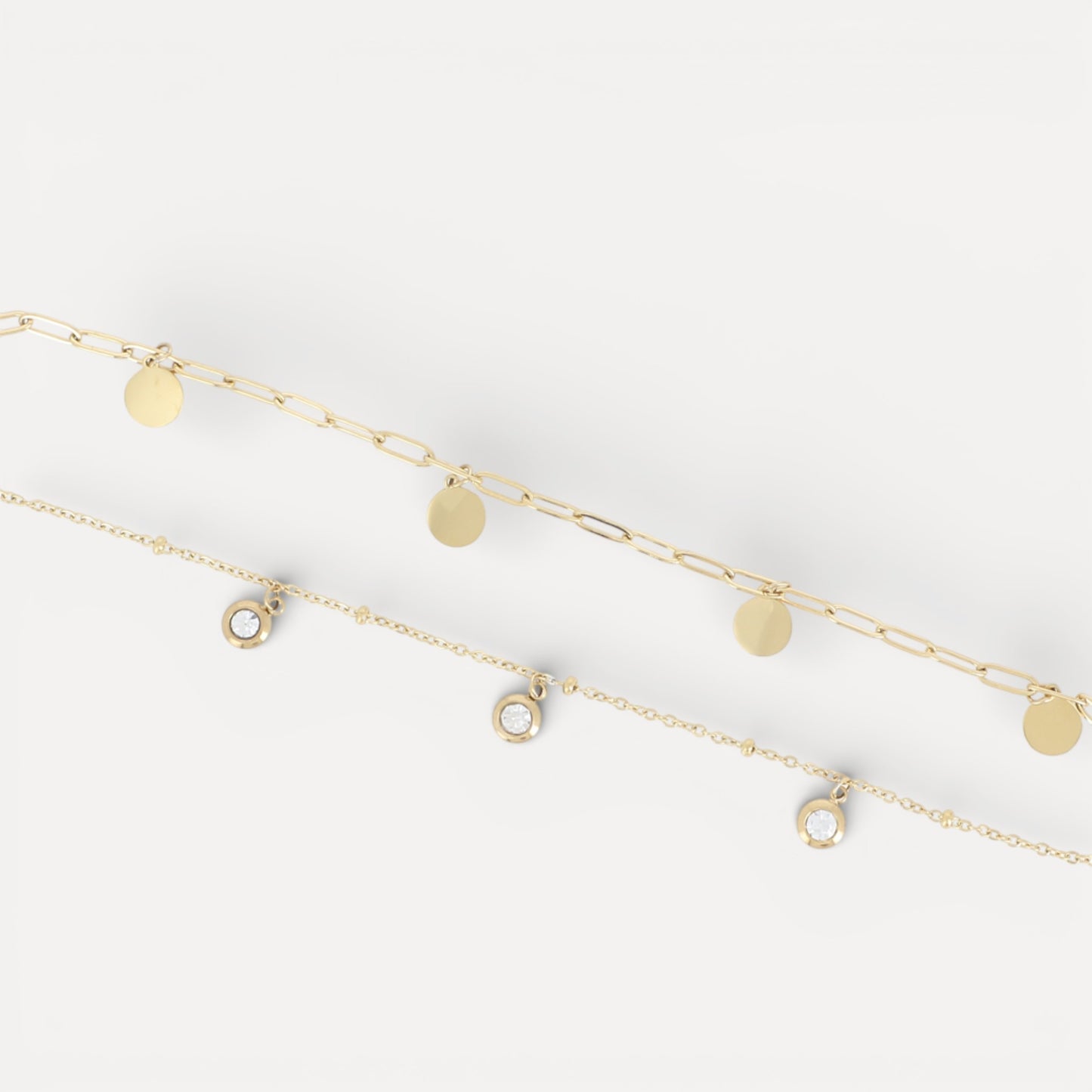 Bracelet 2 rangs cristaux et pampilles