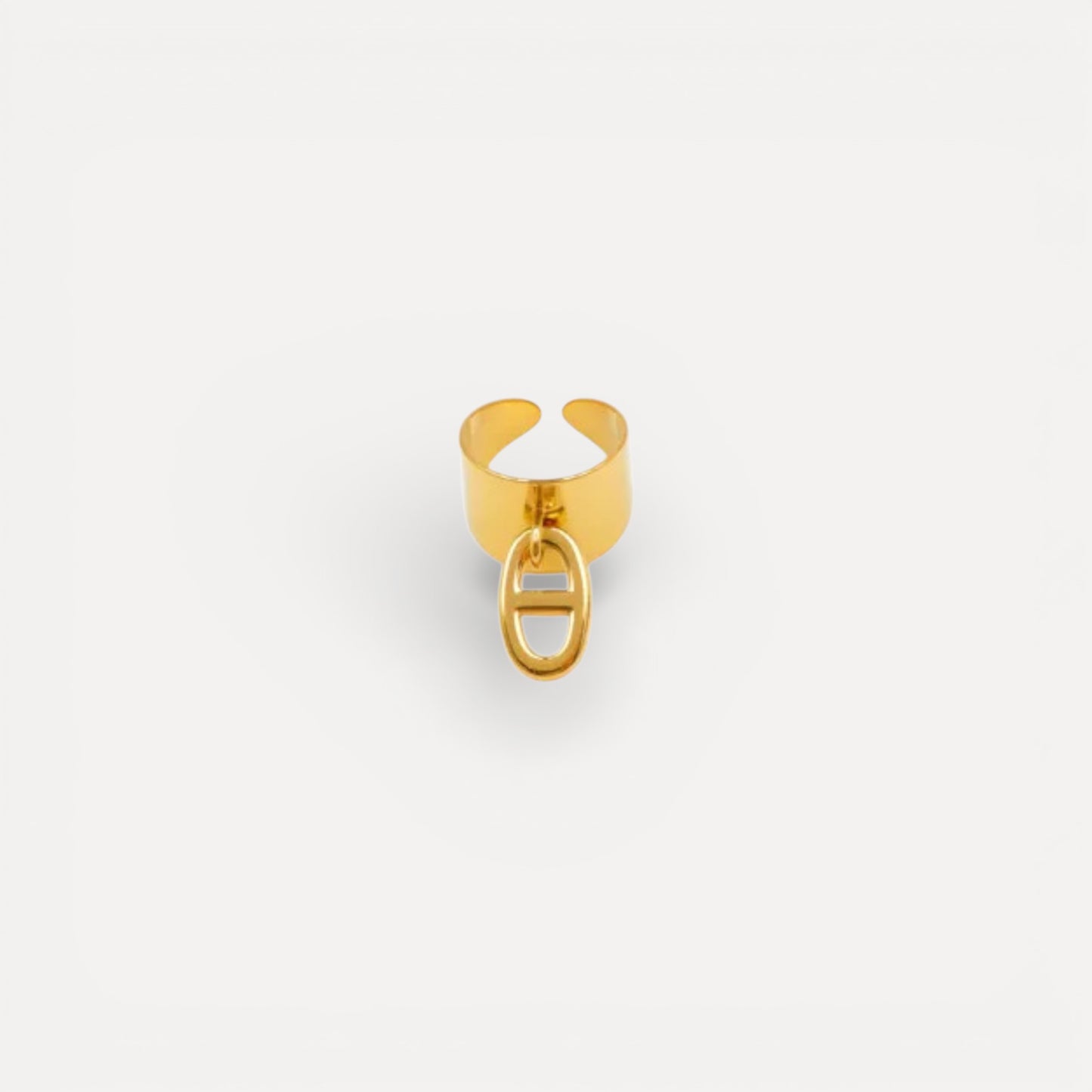 Bague ajustable maille marine en acier doré