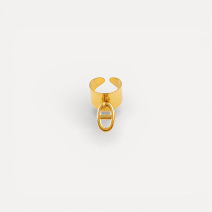 Bague ajustable maille marine en acier doré