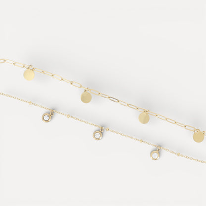 Bracelet 2 rangs cristaux et pampilles 