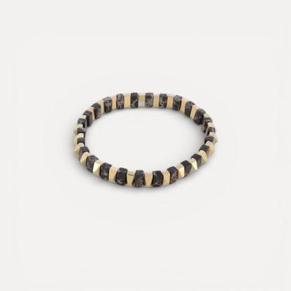 Bracelet perles métalliques et pierres naturelles