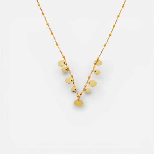 Collier doré avec perles orange