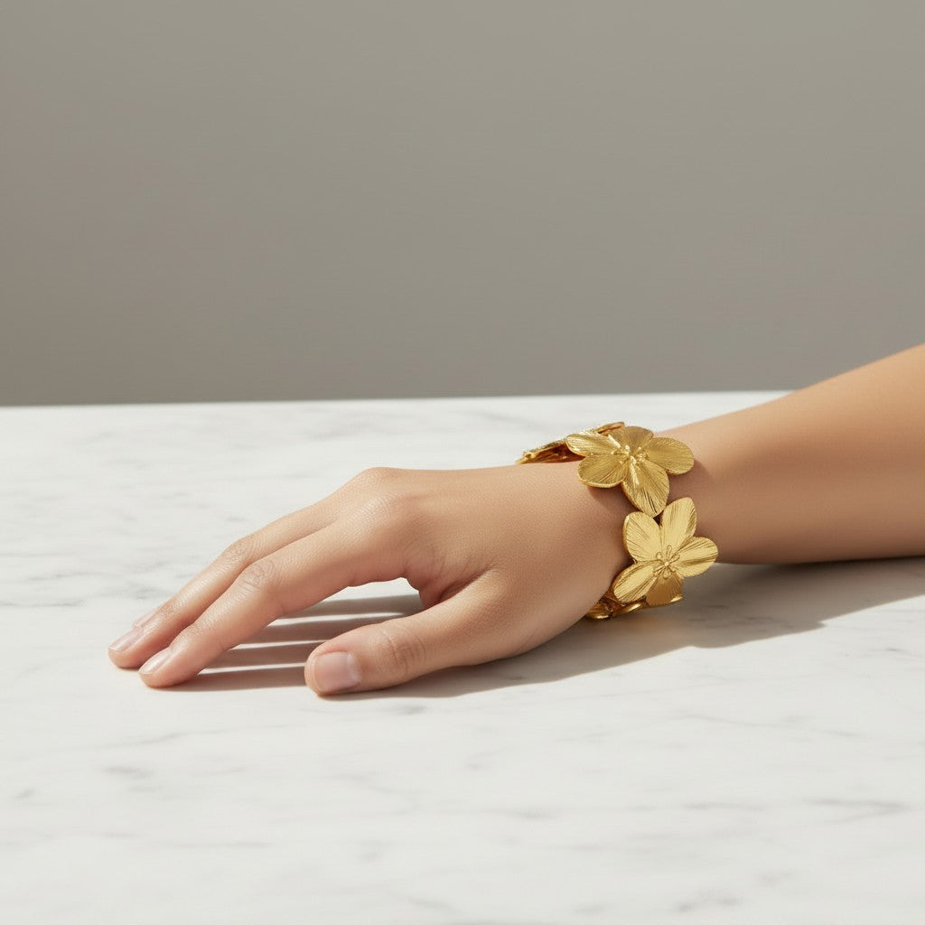 Bracelet jonc grandes fleurs Charlotte