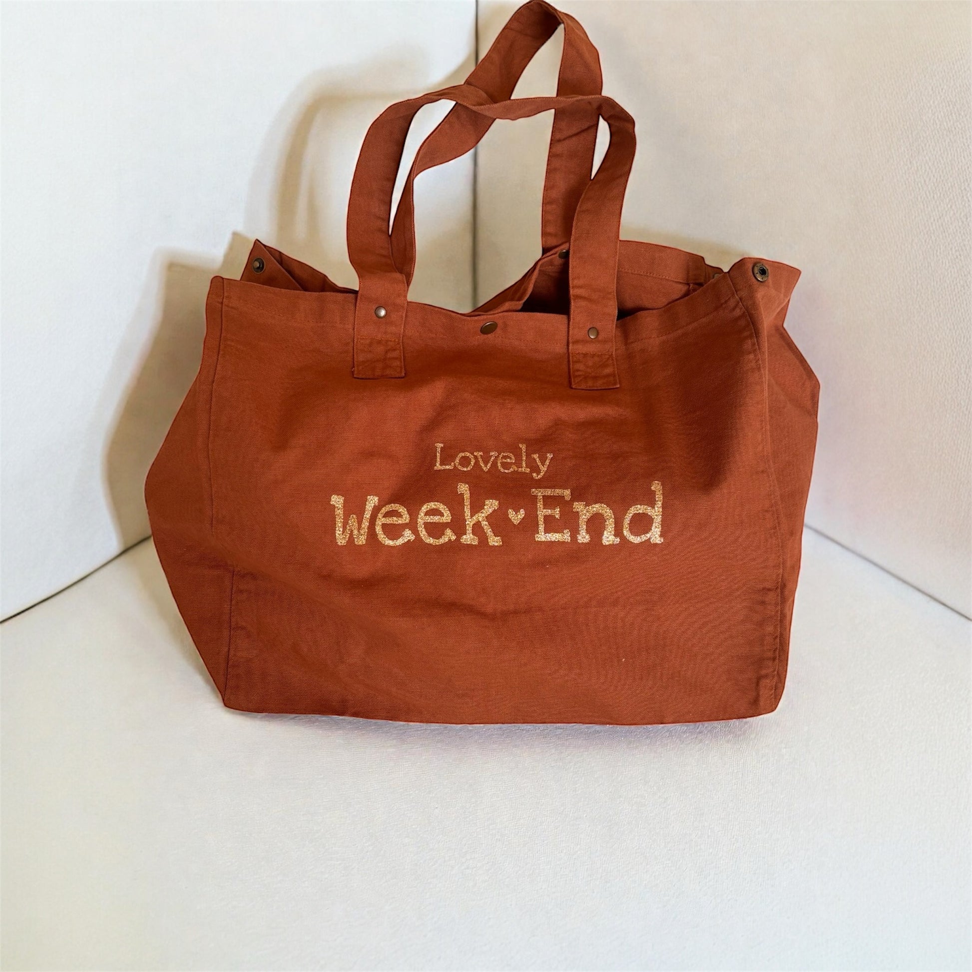 Grand cabas Lovely Week End en coton caramel