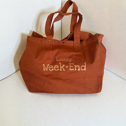 Grand cabas Lovely Week End en coton caramel
