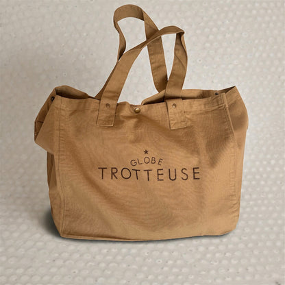 Grand cabas Globe Trotteuse en coton sable